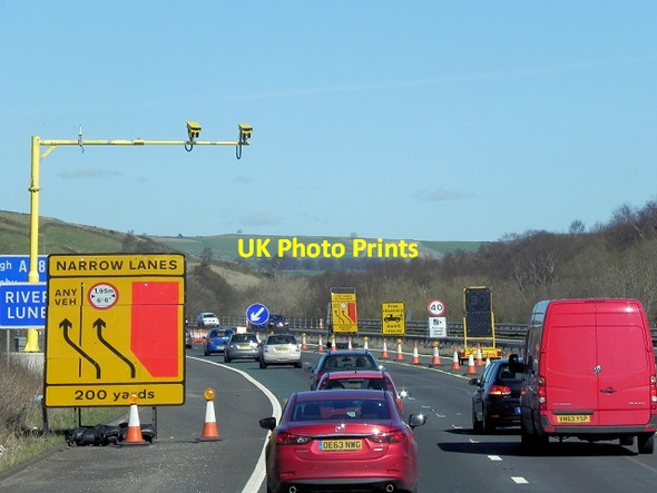 Photo 6"x4" Roadworks on the M6 where it crosses the River Lune Low Borrowbridge c2014