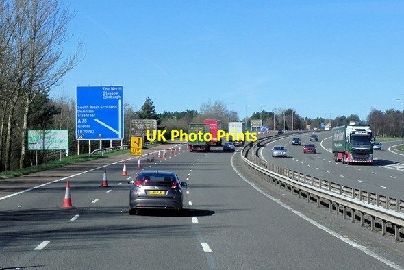 Photo 6"x4" A74(M) Approaching Junction 22 for Gretna Gretna c2014