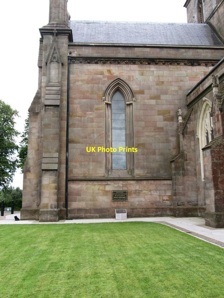 Photo 6"x4" A stone in the north wall of  the Anglican Cathedral marking the site of the grave of Brian Boru Armagh c2012