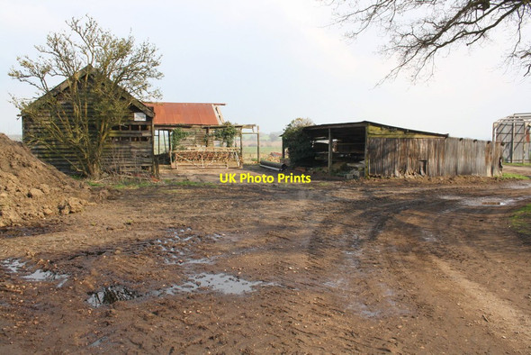 Photo 6"x4" Barns beside track from Marsh Baldon Marsh Baldon c2014