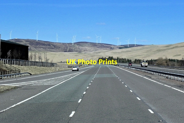 Photo 6"x4" Wind Turbines and A74(M) at Elvanfoot Elvanfoot c2014