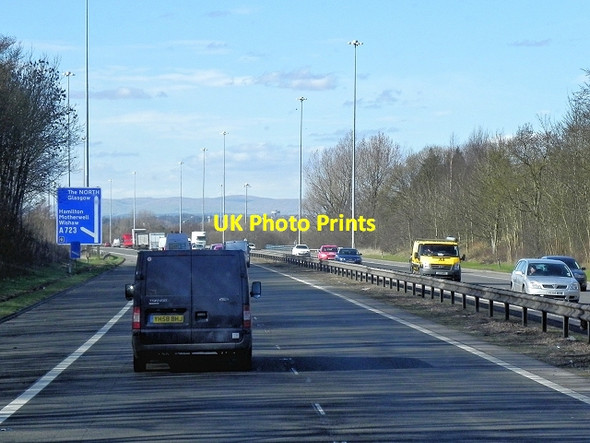 Photo 6"x4" M74 Approaching Junction 6 Hamilton\/NS7255 c2014
