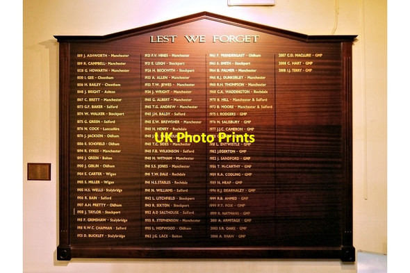 Photo 6"x4" GMP Roll of Honour, Greater Manchester Police Museum Manchester c2014