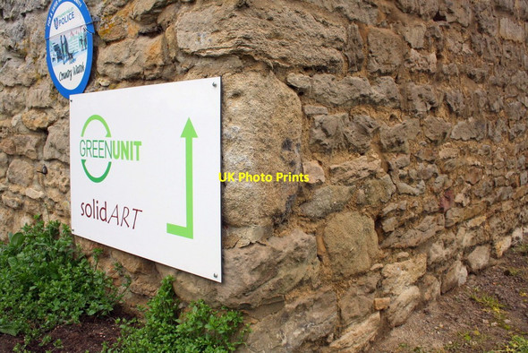 Photo 6"x4" Benchmark mostly hidden behind business's sign Chislehampton c2014