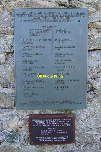 Photo 6"x4" Memorial plaque to Norwegian sailors, Baliasta kirk Baliasta\/HP6009 c2014