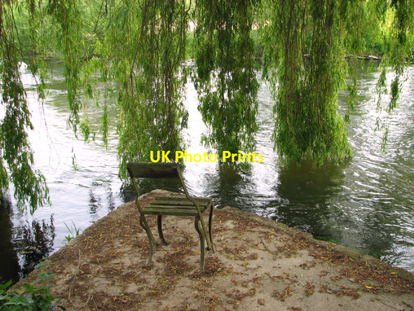 Photo 6"x4" Seat by weir pool at Taverham Mill Taverham c2014
