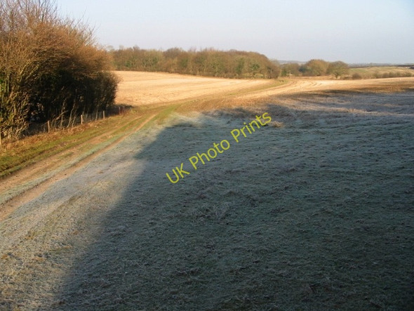 Photo 6"x4" Frosty afternoon on Cooting Down Adisham c2008