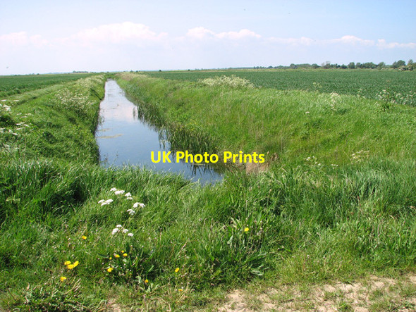 Photo 6"x4" Drainage ditch separating crop fields West Caister c2014
