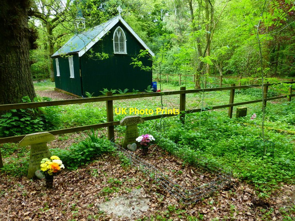 Photo 6"x4" Rear of the church in the woods with cemetery West Tisted c2014