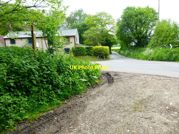 Photo 6"x4" Bridleway arrives at road junction near Wolfhanger Farm Bramdean c2014