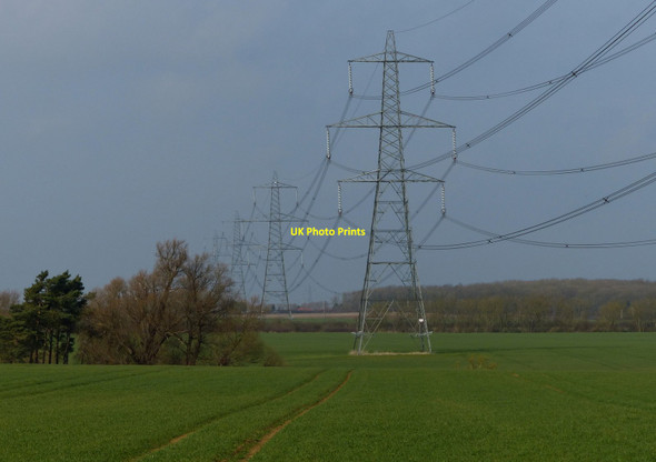 Photo 6"x4" Power lines crossing the Rutland farmland Belmesthorpe c2014