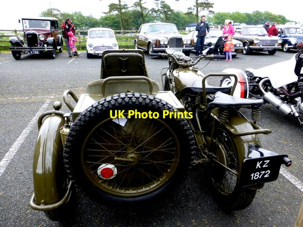 Photo 6"x4" Norton motorbike and side-car (rear view) Beragh c2014