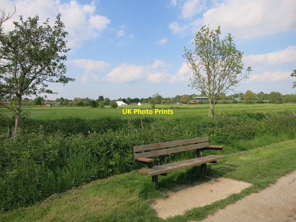 Photo 6"x4" A Bench & Playing Fields Tonbridge c2014