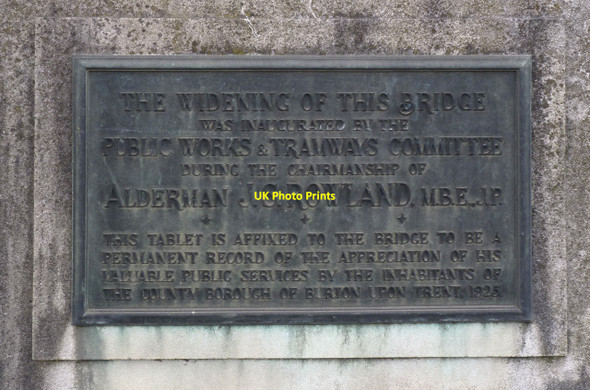 Photo 6"x4" Commemorative plaque, Burton Bridge Burton upon Trent c2014
