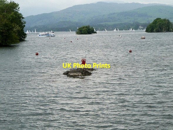 Photo 6"x4" Submerged Rock (Curlew Crag?) in Bowness Bay Bowness-On-Windermere c2014