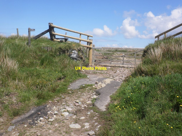 Photo 6"x4" Bridleway gate and footpath stile on Exe Plain Simonsbath c2014