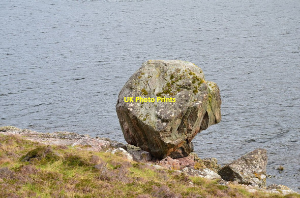 Photo 6"x4" Perched boulder by Loch Glendhu Loch Glendhu c2014