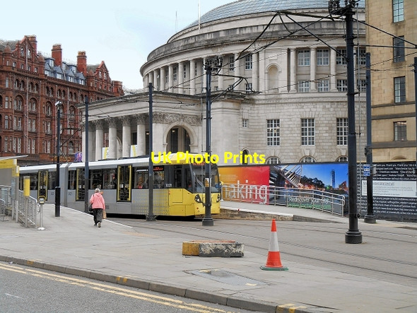 Photo 6"x4" Tram at Central Library Manchester c2014