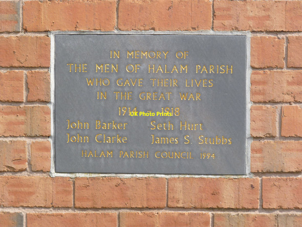Photo 6"x4" War Memorial plaque, Halam School Halam c2014