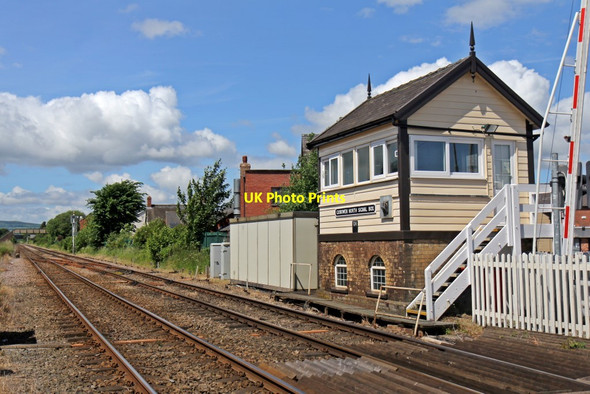 Photo 6"x4" Gobowen North signal box and the railway towards Chirk Gobowen c2014