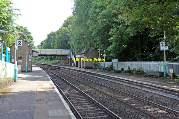 Photo 6"x4" Platforms and overbridge, Chirk railway station Chirk\/Y Waun c2014