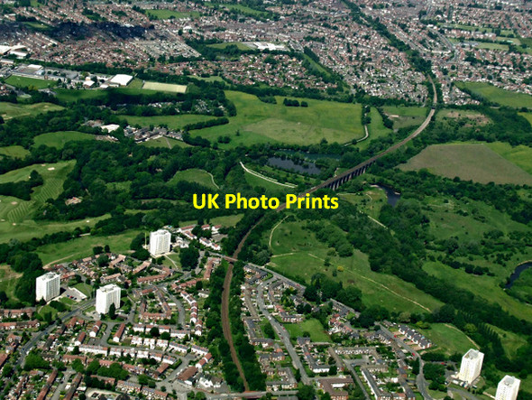 Photo 6"x4" Reddish Vale viaduct from the air Denton\/SJ9295 c2014