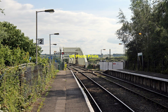 Photo 6"x4" Platforms and bridge, Hawarden Bridge railway station Connah's Quay c2014