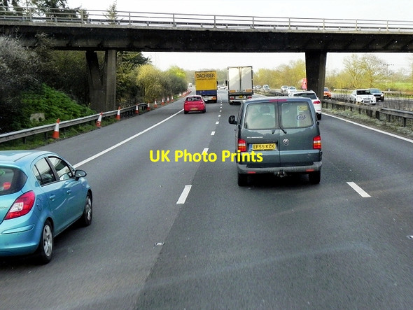 Photo 6"x4" Bridge overv the M4 at Great Round Wood Beenham's Heath c2015
