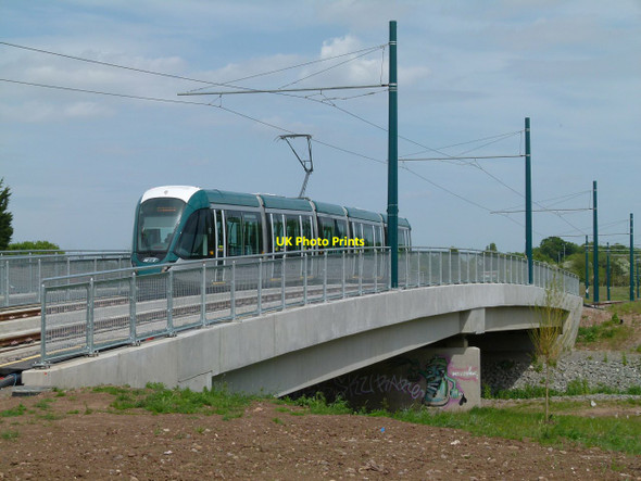 Photo 6"x4" Training tram on Fairham Brook Bridge West Bridgford c2015