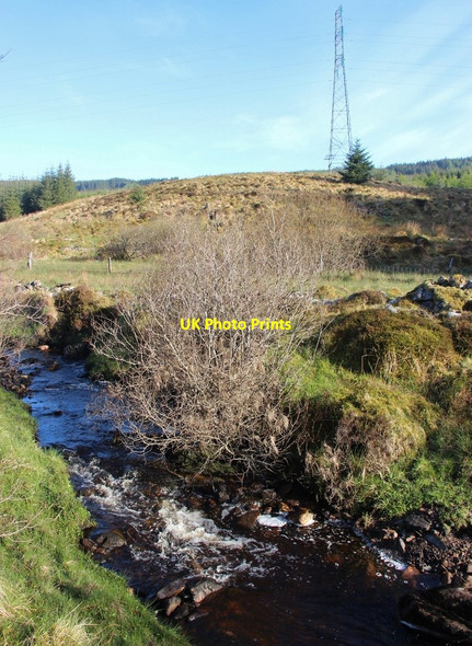 Photo 6"x4" Pylon line crosses Abhainn Dubhan Goatfield c2015