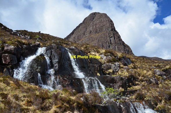 Photo 6"x4" Waterfalls and the Cioch, Sgurr a' Chaorachain Sanachan c2015