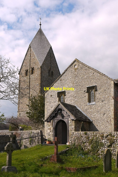 Photo 6"x4" Sompting church: tower, south transept and porch Sompting Abbotts c2016