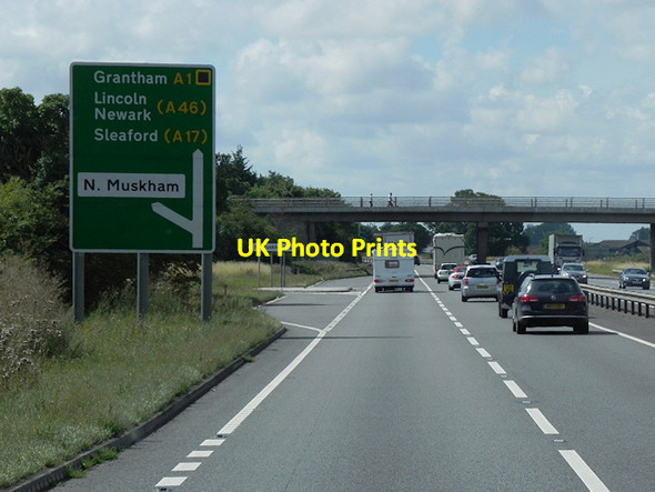 Photo 6"x4" Southbound A1, Exit and Bridge at North Muskham Holme\/SK8059 c2015