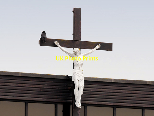 Photo 6"x4" Crucifix on St Benet's Church Litherland c2016