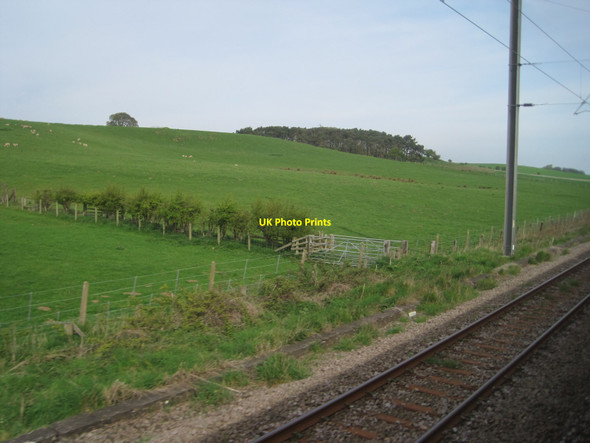 Photo 6"x4" View from a Newcastle-Edinburgh train - farmland near Pine Hill High Buston c2016