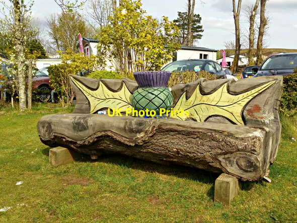 Photo 6"x4" Thistle bench at Wemyss Bay Holiday Park Skelmorlie c2016 P1