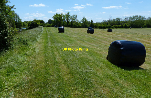 Photo 6"x4" Farmland and bales next to the Oxford Canal Somerton\/SP4928 c2015