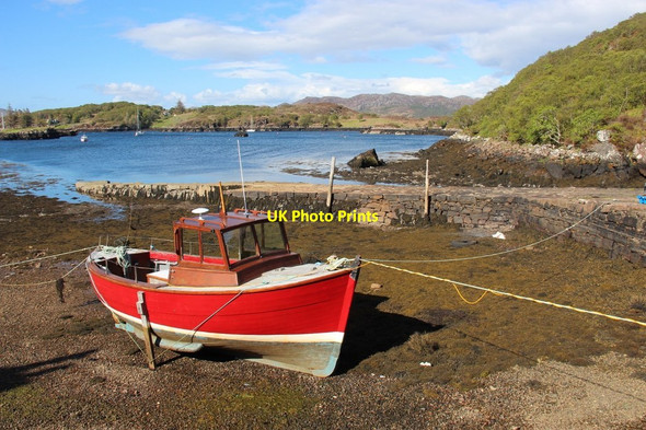 Photo 6"x4" Boat and jetty at Badachro Shieldaig c2015