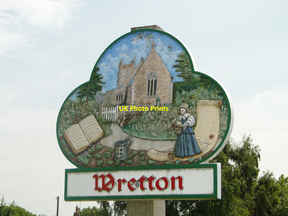 Photo 6"x4" Wretton village sign (detail) Wretton c2015