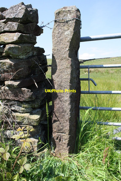 Photo 6"x4" Benchmark on gatepost near Carleton Lane Head Carleton-in-Craven c2015
