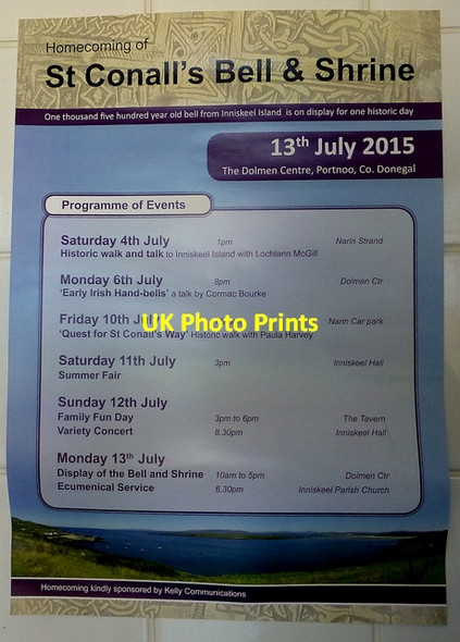 Photo 6"x4" Notice, Homecoming of St Conall's Bell & Shrine Naran c2015