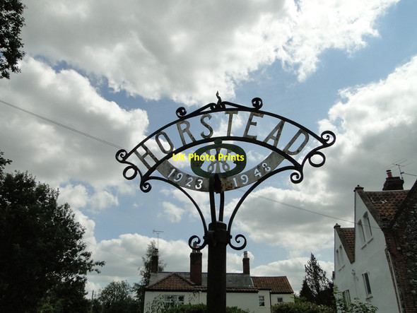 Photo 6"x4" Horstead village sign (detail) Horstead c2015