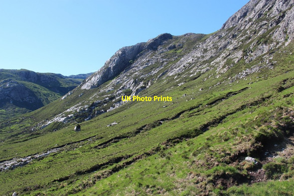 Photo 6"x4" Steep slopes at the head of Srath Dionard Allt an Easain Ghil c2015