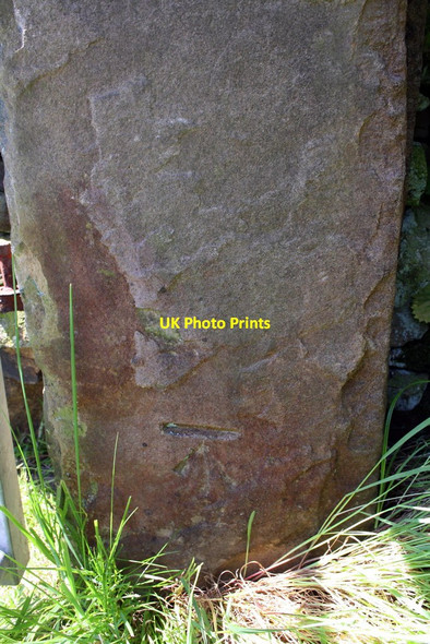 Photo 6"x4" Gatepost with benchmark on Carleton Lane Skipton c2015