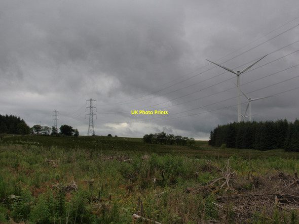 Photo 6"x4" Pylons and turbines Drumclog c2015