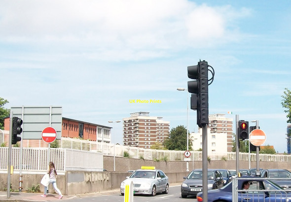 Photo 6"x4" The south-bound slip road from the Westlink at its junction with Clifton Street Belfast c2015