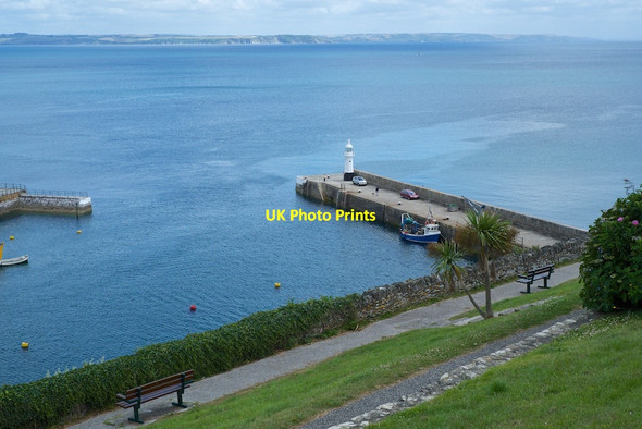 Photo 6"x4" Mevagissey Outer Mole and Light Mevagissey c2015