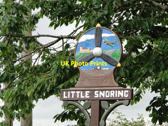 Photo 6"x4" Little Snoring village sign (detail) Little Snoring c2015