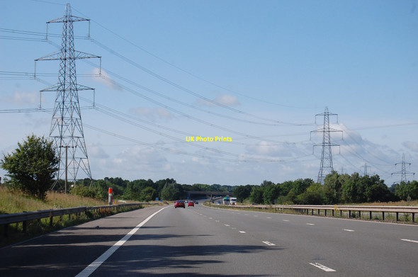 Photo 6"x4" Electricity pylons and cables cross the M69 Aston Flamville c2015