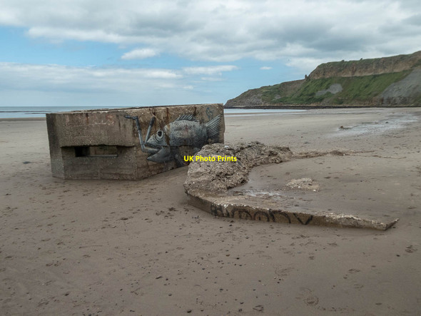 Photo 6"x4" Pillbox on Beach, Cayton Bay, Yorkshire Lebberston c2015 P1